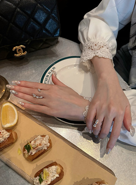 Poetictwinkle 原创设计新款s925银水滴钻经典气质日常开口戒指女