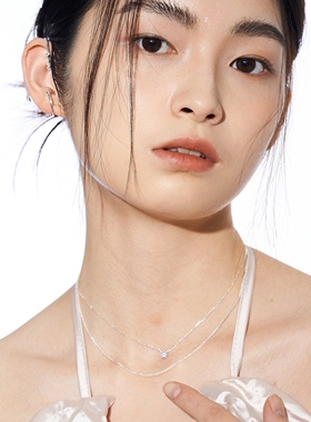 原创设计纯银单钻锁骨链