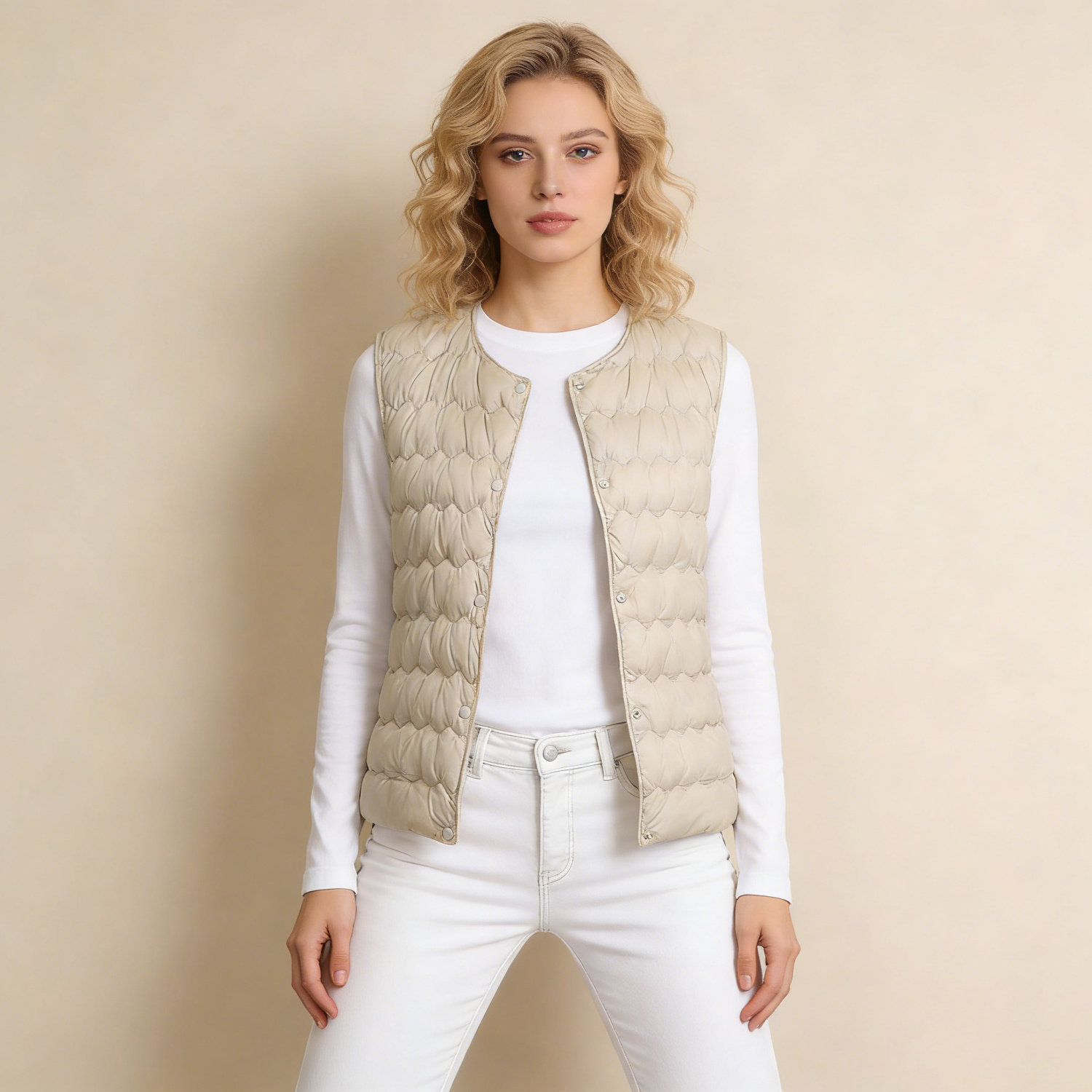 秋冬轻薄羽绒服波浪无领羽绒马甲女内胆保暖背心坎肩外穿圆领冬装,淘宝优惠券,粉丝福利购,淘宝优惠卷