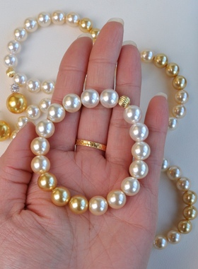 日照金山 金珠渐变珍珠手链白蝶皇后仿海水澳白弹力绳精致首饰