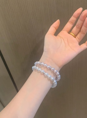 澳白曼塔玫瑰珍珠手链奥地利施家珠弹力绳锆石隔珠精致小众手串女