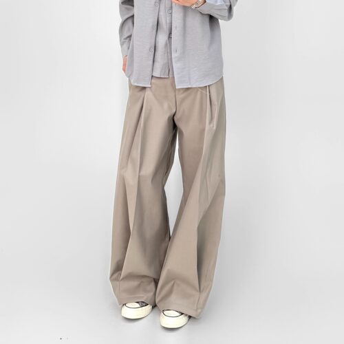 mountain tree立体褶皱阔腿宽松设计感西装裤廓形休闲长裤男女 - 图0