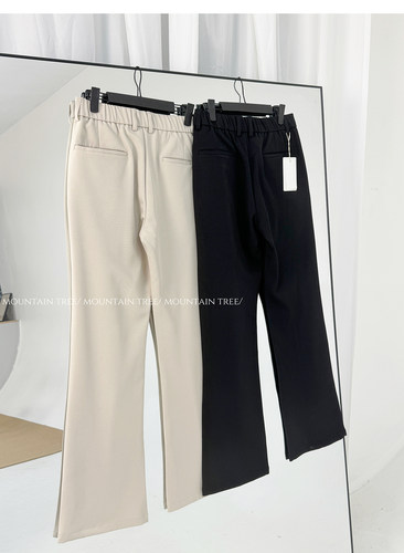 mountain tree松紧腰纯色百搭解构vibe微喇西裤cleanfit休闲裤男 - 图2