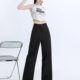 Black high-waisted wide-leg suit pants