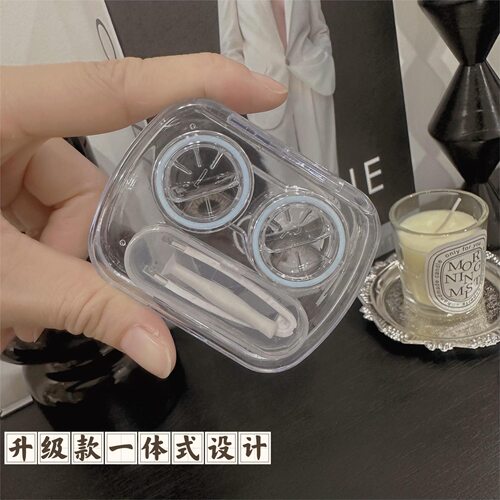 隐形眼镜盒免拧盖简约便携防漏水双联盒一体式护理收纳盒美瞳盒子 - 图1