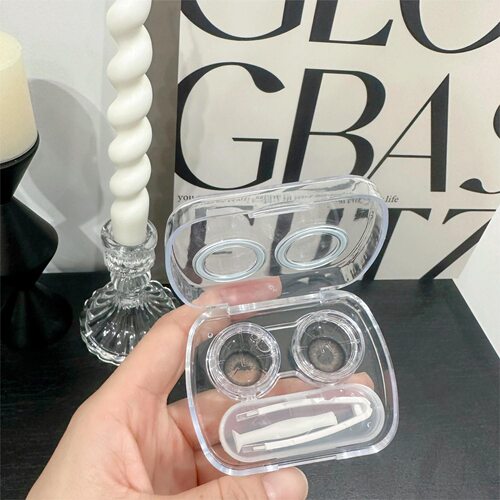 隐形眼镜盒免拧盖简约便携防漏水双联盒一体式护理收纳盒美瞳盒子 - 图2