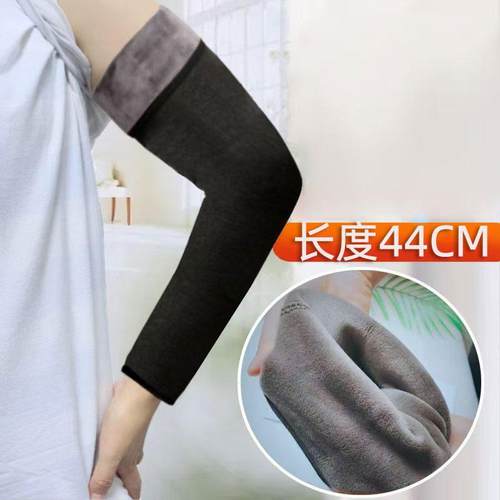 加绒袖套大码秋冬手关节保暖中老年人男女士中老年胳膊手肘护臂套 - 图0