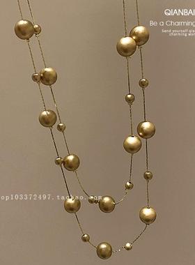 2024新款多层叠戴珍珠项链毛衣链