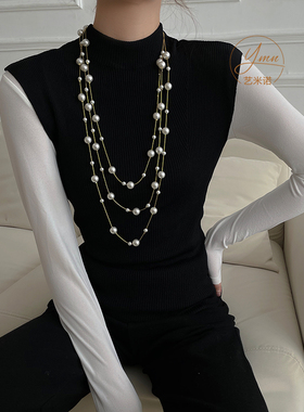 满天星珍珠毛衣链女气质