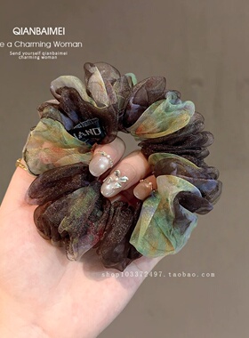 超仙网纱发圈女氛围感花苞小肠圈