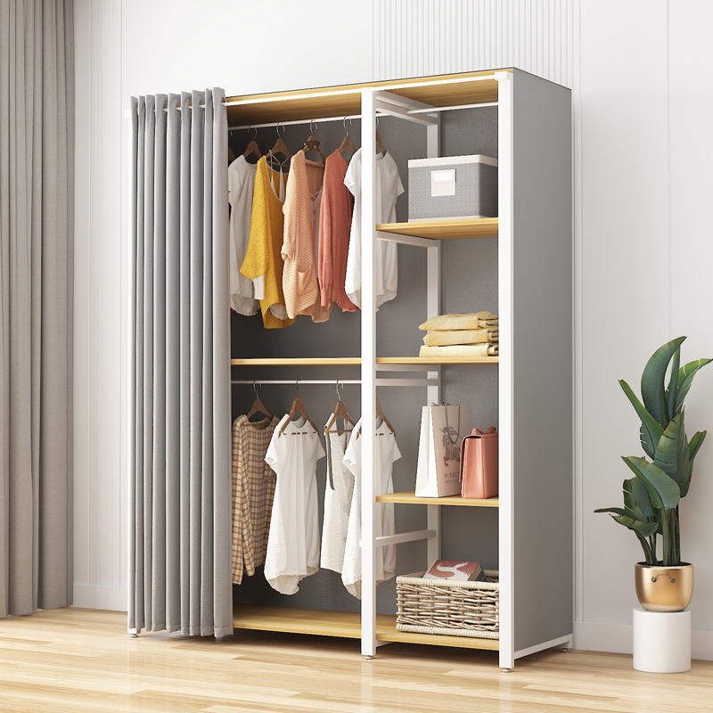 衣柜家用卧室宿舍出租房全钢架加厚简易衣柜收纳衣橱开放式衣帽间 - 图2