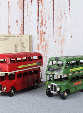 怀旧铁皮英国伦敦巴士汽车模型