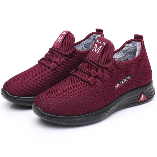 Утепленные туфли, нескользящие слипоны, спортивная обувь для ходьбы, для среднего возраста, мягкая подошва