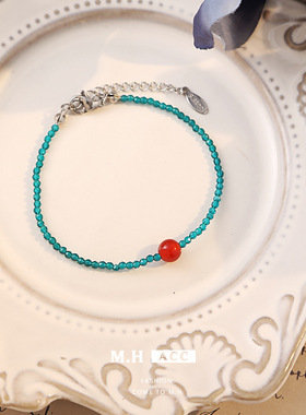 新款个性小众水晶红玛瑙串珠手链
