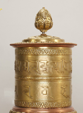 铜制指捻转轮金筒摆件