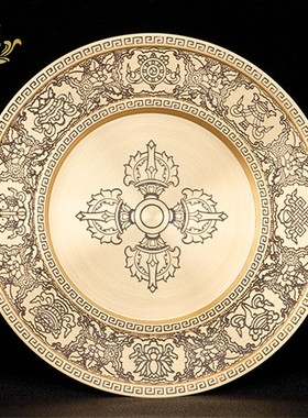 纯铜黄铜曼扎盘修盘八吉祥藏式