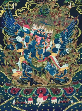 普巴金刚唐卡挂画仿手绘尼泊尔画像西藏家用客厅供奉藏族装饰壁画