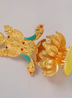 藏式合金八吉祥莲花摆件