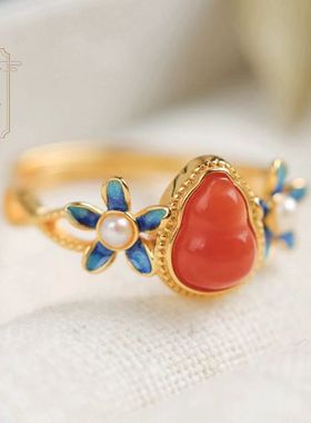 南宫女纯银国风葫芦戒指