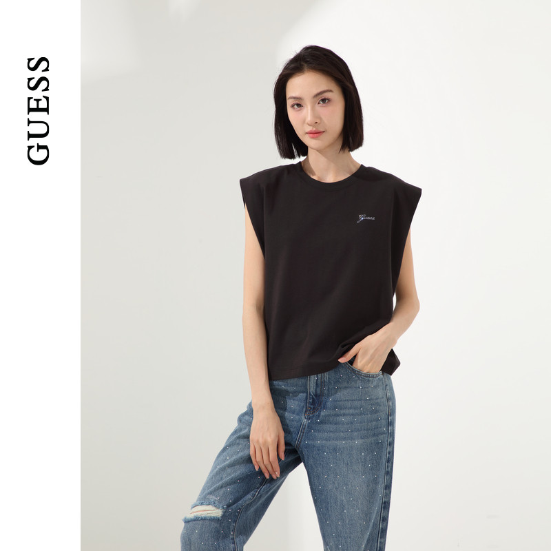 GUESS女士无袖背心款帅酷百搭T恤-W4PI85K2Q40,淘宝优惠券,粉丝福利购,淘宝优惠卷