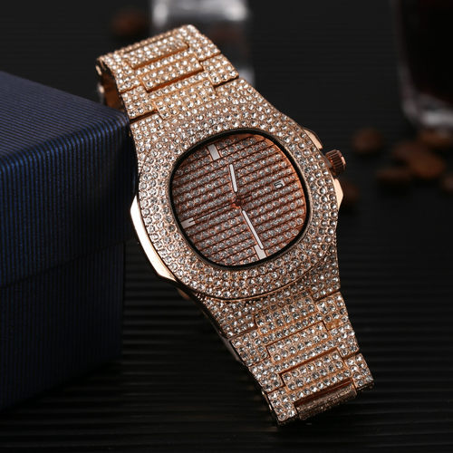 Hiphop嘻哈手表镶钻满钻腕表男生说唱欧美街头个性Quartz watches - 图2