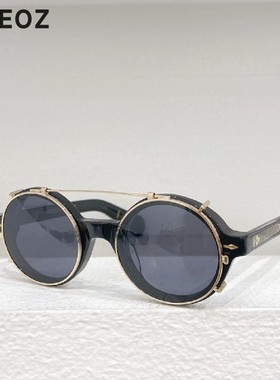 jmm文雄复古圆形粗框板材平光近视眼镜框架带挂夹片太阳眼镜两用