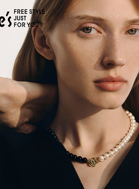 shes茜子巴比耶优雅玫瑰玛瑙工艺珍珠项链轻奢珠宝感颈链锁骨链女