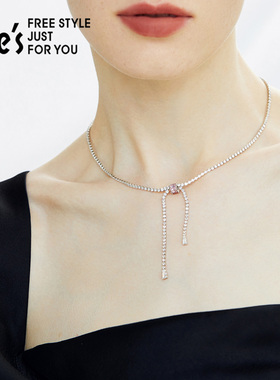 she’s甜美蝴蝶结项链颈链