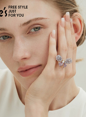 shes茜子手工串珠滴油蝴蝶戒指