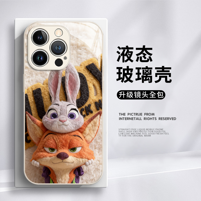 适用于oppofindx9pro手机壳FINDx8ultra毛绒秋冬尼克朱迪X7新款玻璃6疯狂动物城卡通情侣小众高级感保护套女 - 图0