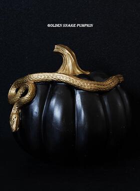 摆件装饰树脂金蛇南瓜造型