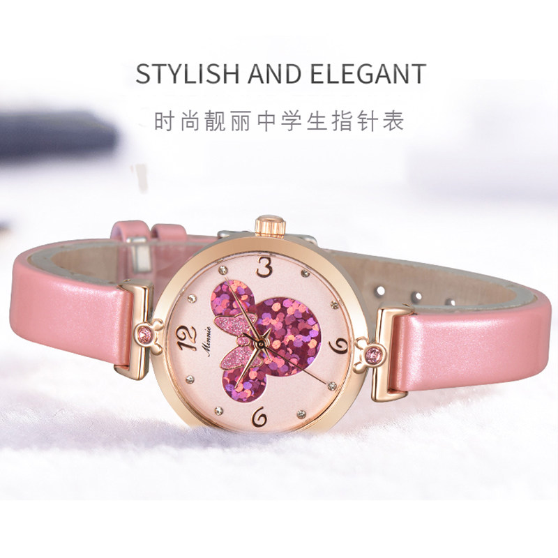 迪士尼女童指针式小学生可爱防水表 尚渝手表国产腕表