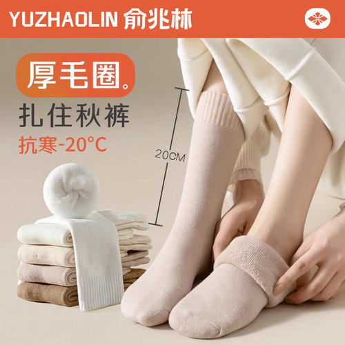 长筒袜子女长袜冬季加绒加厚保暖中筒袜秋冬款月子高筒毛巾毛圈袜 - 图3