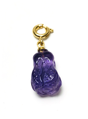 天然紫水晶手链挂坠葡萄白菜吊坠