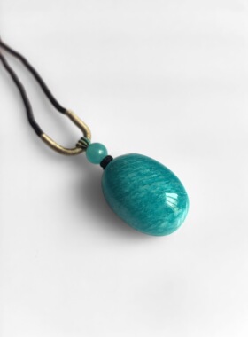 天然老料莫桑比克天河石石吊坠水晶毛衣链挂坠项链女款鸽子蛋