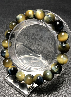 天然梦幻虎眼石手串蓝色猫眼石