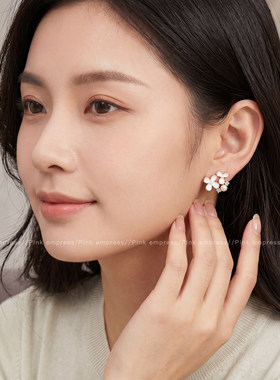 粉色花朵耳环女小众设计高级感耳钉2026新款轻奢绝美精致少女耳饰
