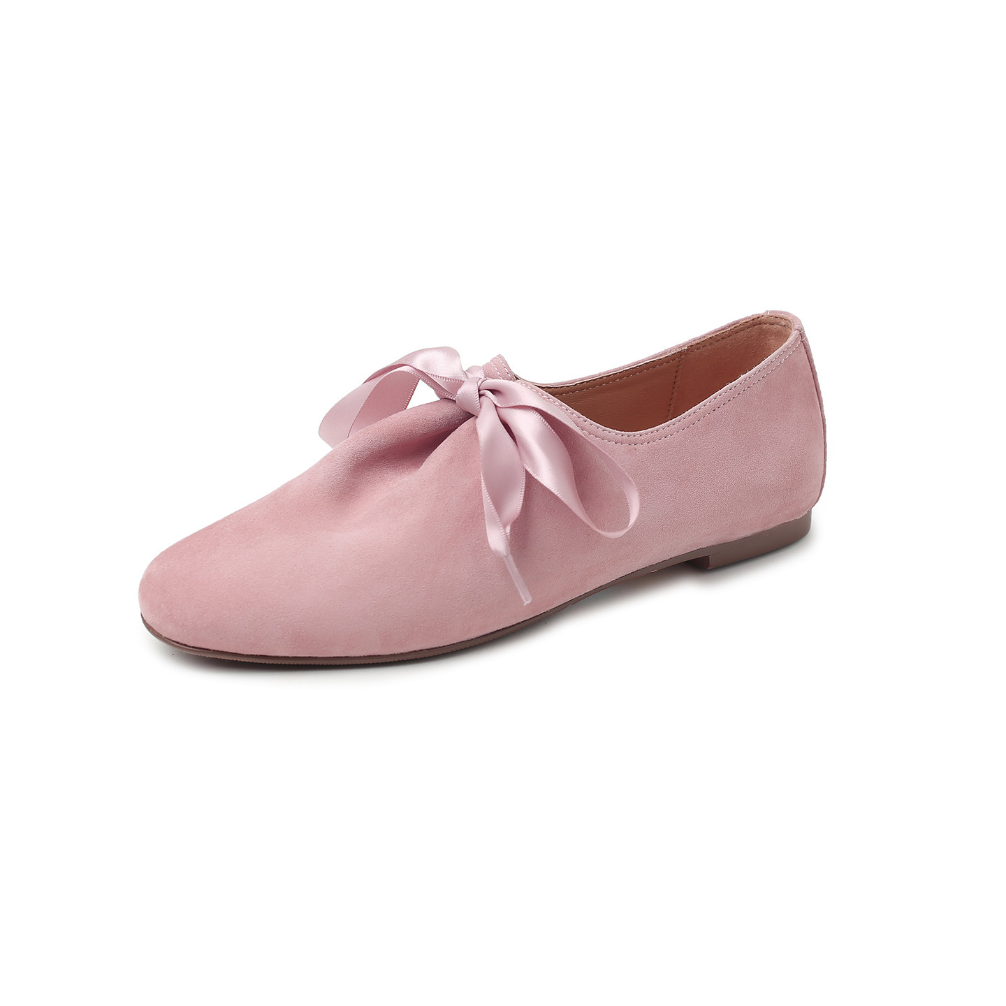 圆圆妈2026春季简约圆头深口豹纹系带芭蕾鞋舒适百搭平跟羊翻女鞋,淘宝优惠券,粉丝福利购,淘宝优惠卷