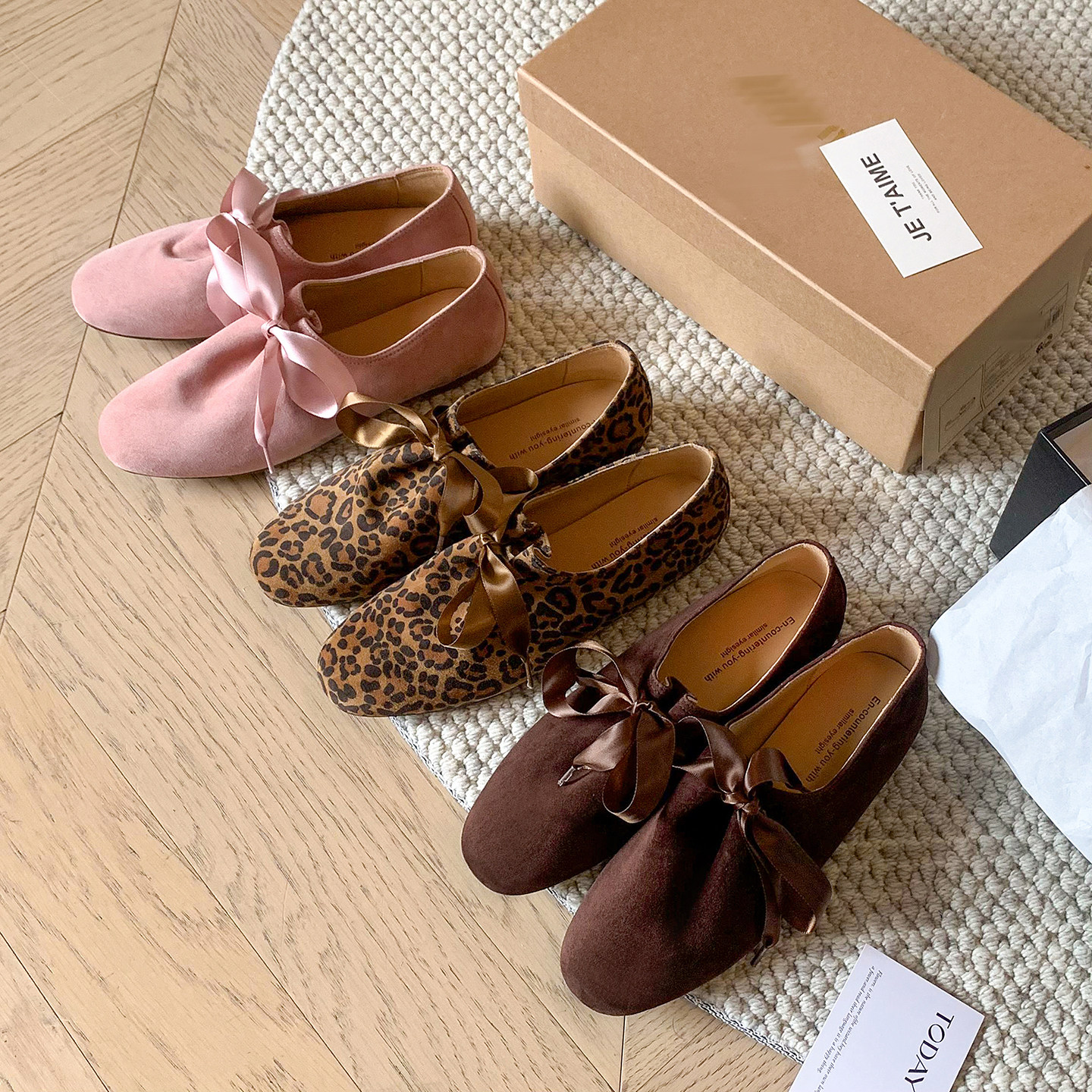 圆圆妈2026春季简约圆头深口豹纹系带芭蕾鞋舒适百搭平跟羊翻女鞋,淘宝优惠券,粉丝福利购,淘宝优惠卷