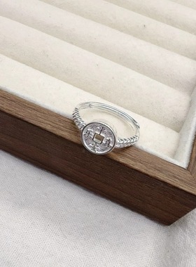 纯银999足银钱币戒指女款小众设计感高级轻奢食指戒送女友礼物