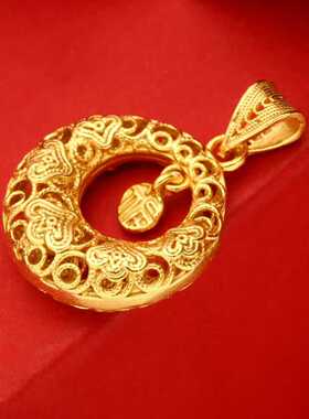 足银999纯银黄金色小方糖吊坠女项链锁骨链情人节送女友老婆礼物