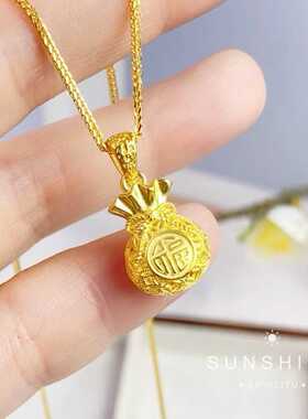 黄金色足银999纯银项链女款轻奢小众设计感锁骨链送女友闺蜜礼物
