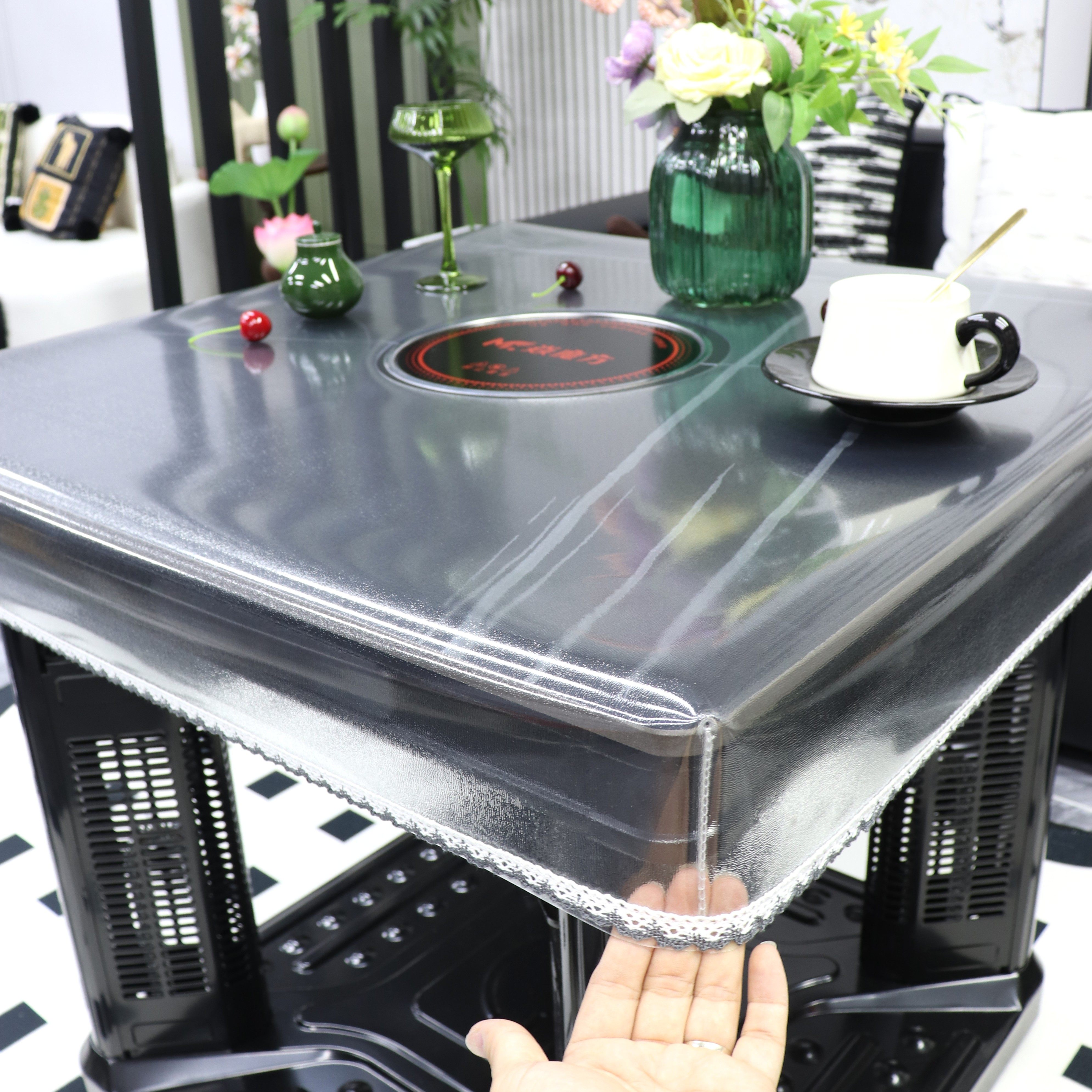 开孔透明皮罩正方形防水防油磨砂桌布耐高温烤火桌罩套长方形加厚,淘宝优惠券,粉丝福利购,淘宝优惠卷