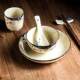 One person food tableware bowls and spoons Chinese underglaze color