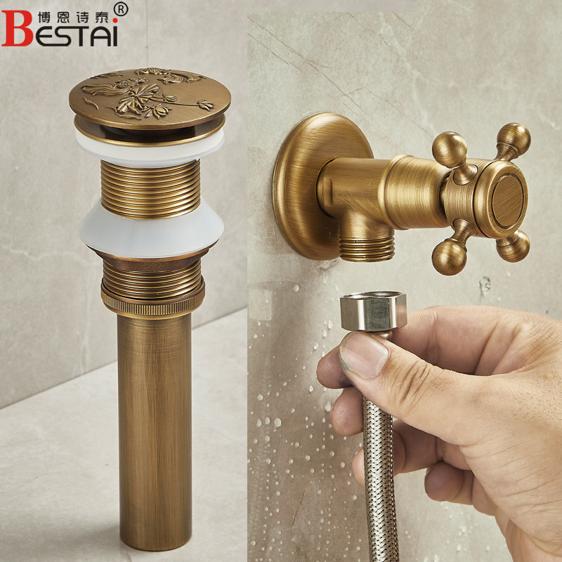 全铜仿古下水器洗手盆洗脸盆下水器套装弹跳式台盆面盆下水器配件,淘宝优惠券,粉丝福利购,淘宝优惠卷