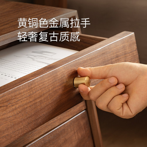 现代床头柜黑胡桃木轻奢床边柜简约小型柜子卧室收纳北欧储物柜窄 - 图3