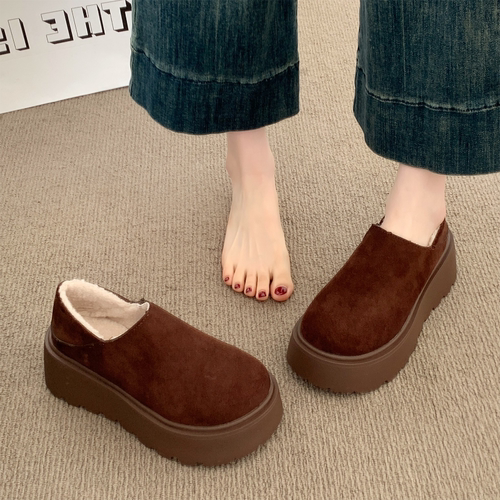 厚底全包勃肯鞋女2025新款冬季新款懒人一脚蹬博肯单鞋保暖棉鞋子 - 图2