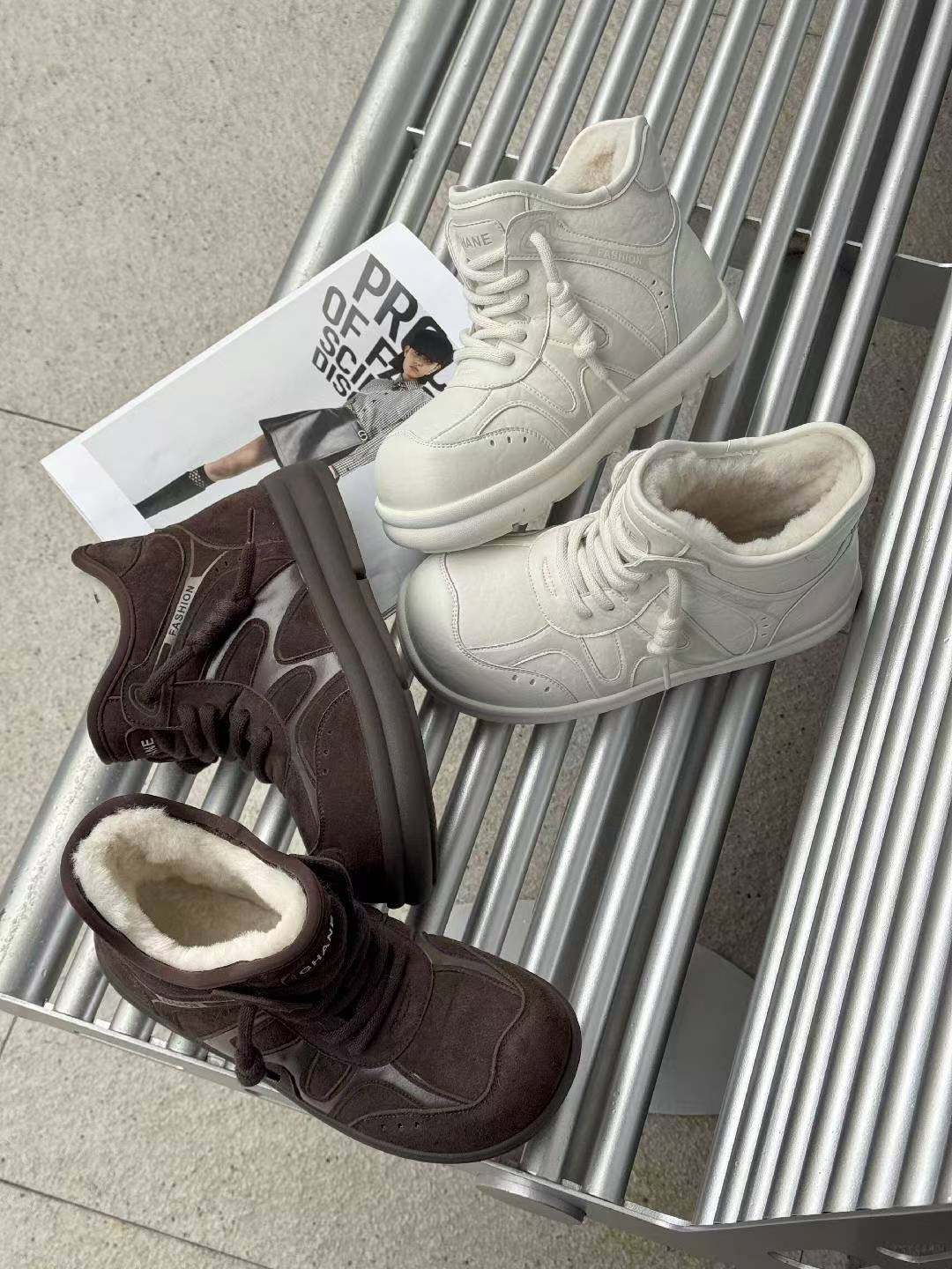 韩版2025新款冬季厚底增高显瘦休闲鞋雪地靴女面包鞋大棉鞋潮鞋,淘宝优惠券,粉丝福利购,淘宝优惠卷