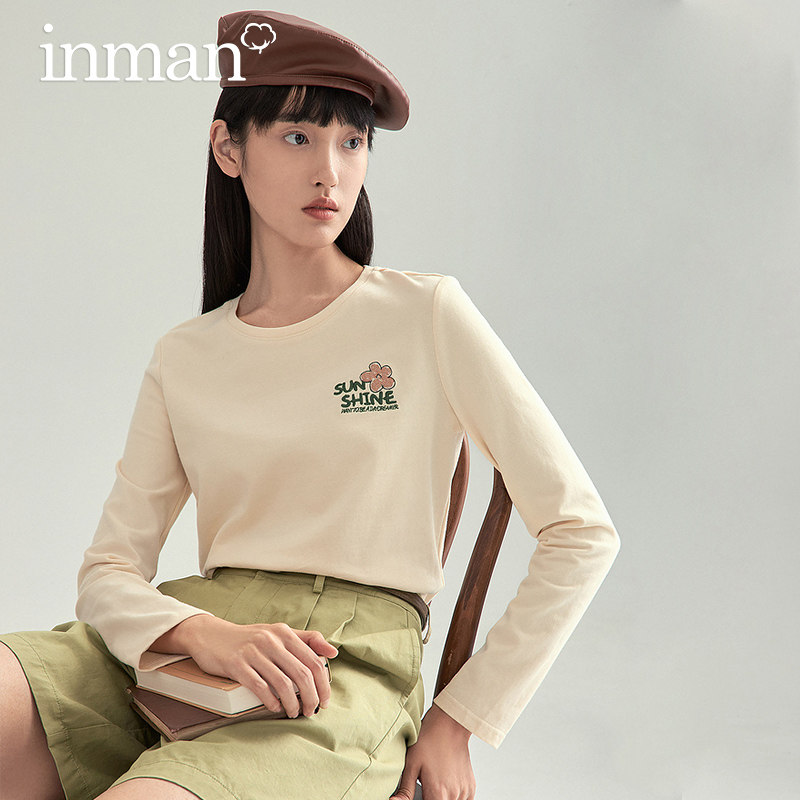 茵曼旗舰店长袖t恤2021秋装新款 茵曼筱茵T恤