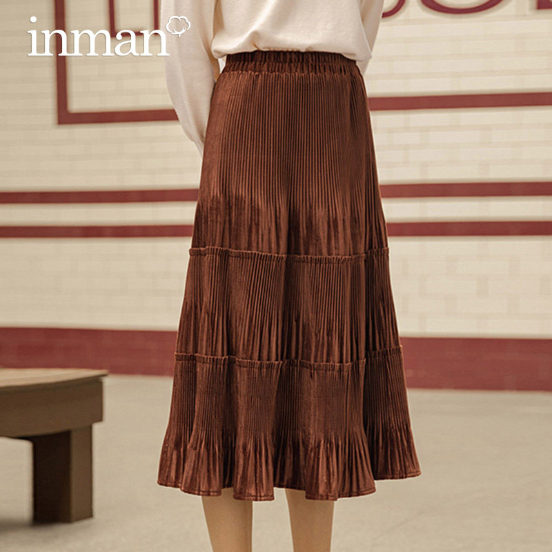 茵曼旗舰店秋装丝绒2020新款半身裙 茵曼筱茵半身裙